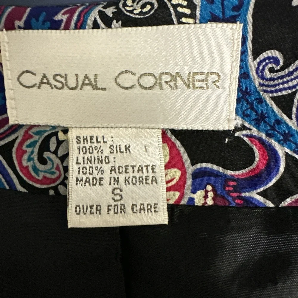VTG Casual Corner Intricate Bohemian Paisley Vest Women's Sz S   100% Silk